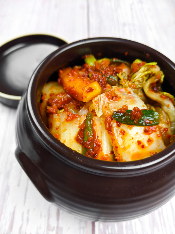 Kimchi, chou mariné épicé coréen en close up
